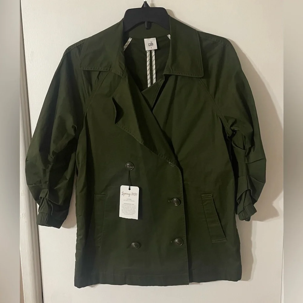 Cabi Army Green Expedition Jacket Small Double Breasted Spring Staple Cotton - Picture 1 of 8